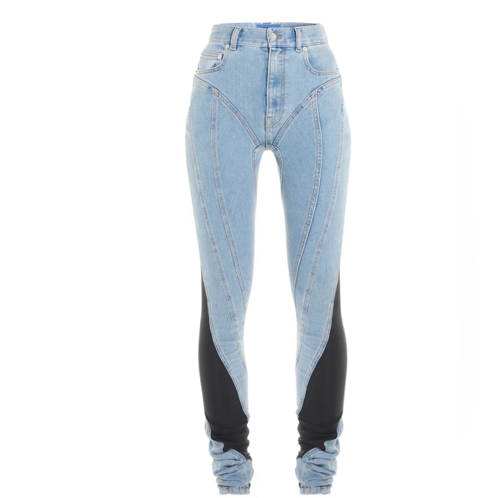 Mugler Bi Material Spiral Jeans